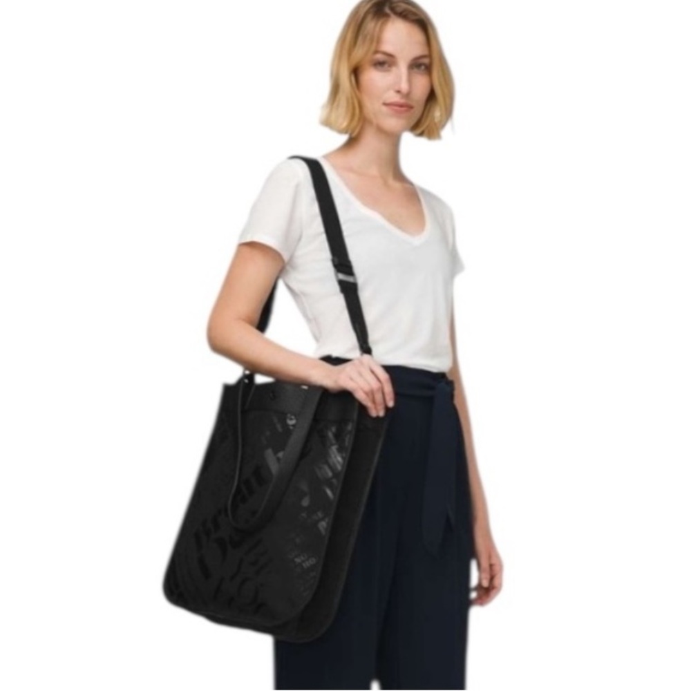 RARE! LULULEMON Now and Always Black Manifesto Transparent Large Laptop Tote Bag